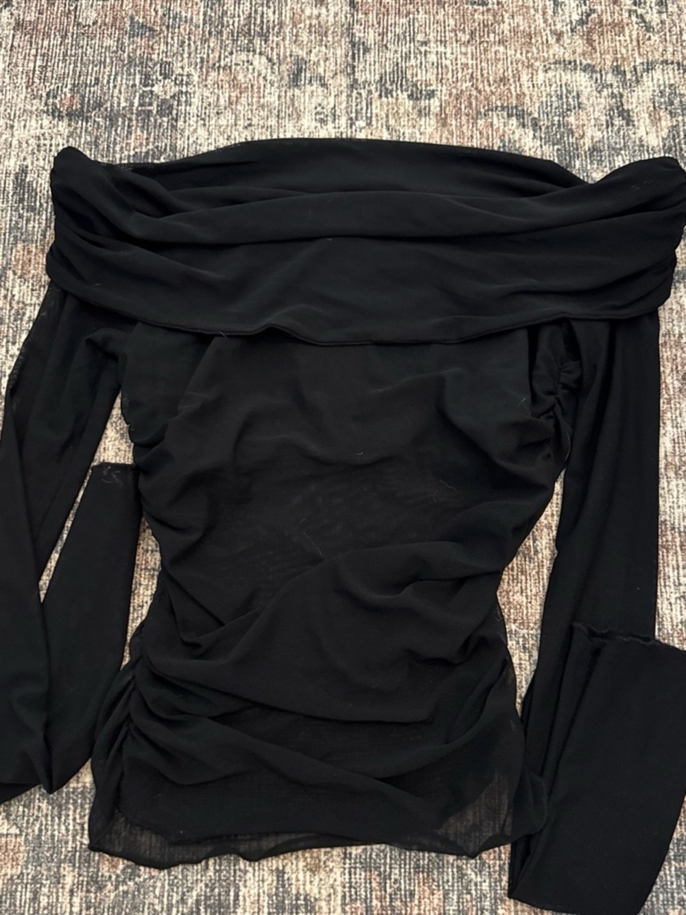 White Fox Boutique Black Off-Shoulder Long Sleeve Top